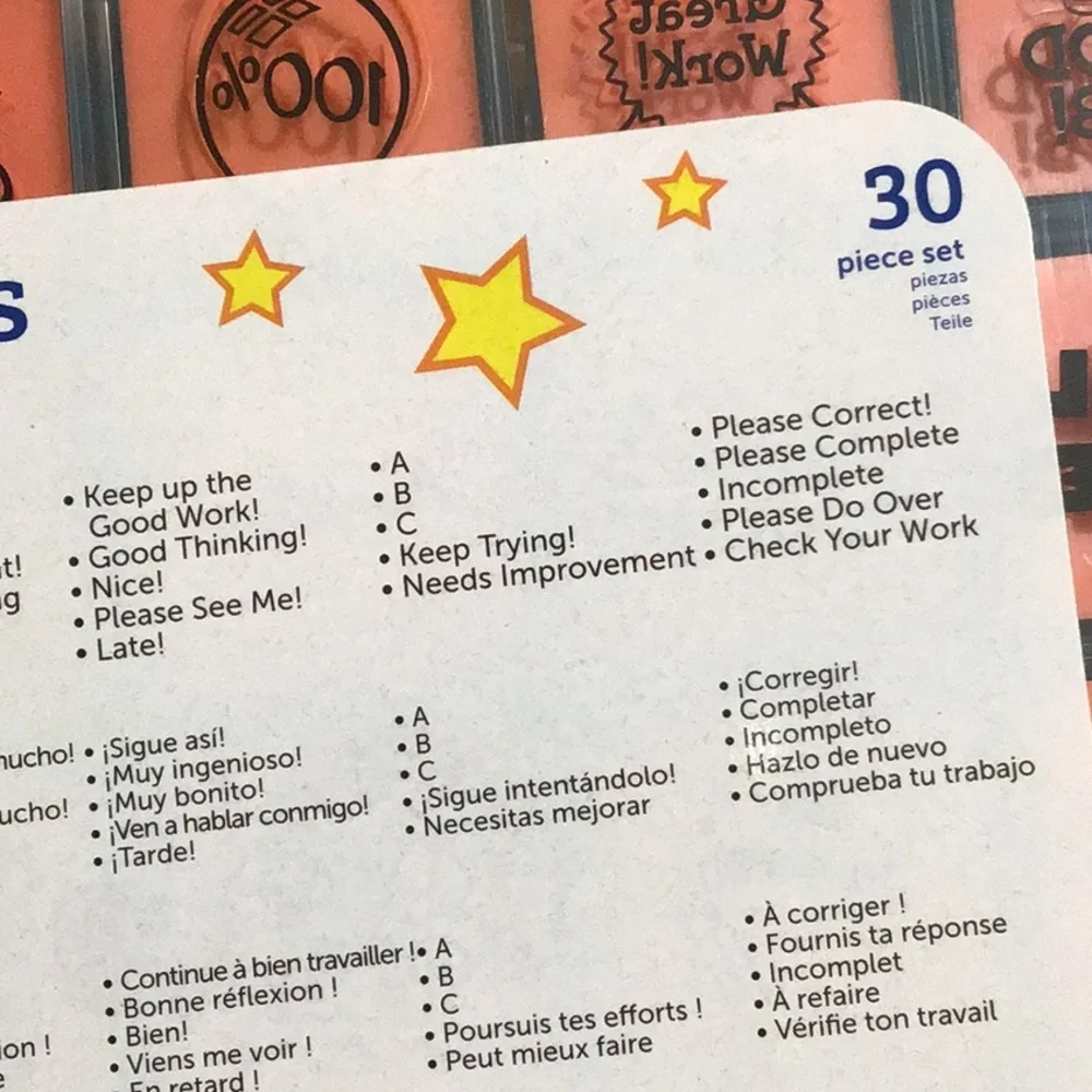 NWT set of 30 Teacher Stamps with Case